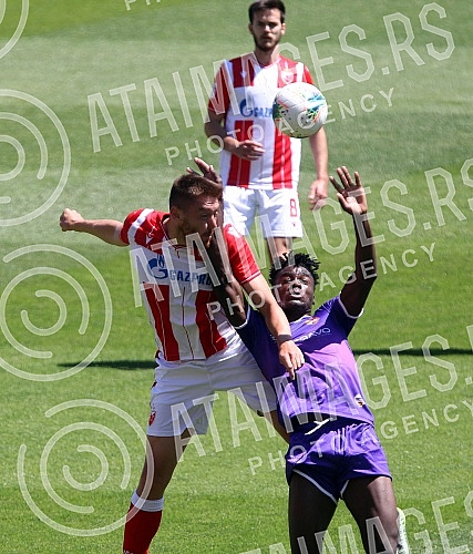Training match between FC Red Star and FC Graficr played at the Rajko Mitic stadium. Trening utakmica FK Crvena zvezda i FK Graficar odigrana na stadionu Rajko Mitic.