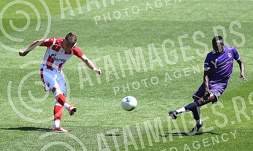 Training match between FC Red Star and FC Graficr played at the Rajko Mitic stadium. Trening utakmica FK Crvena zvezda i FK Graficar odigrana na stadionu Rajko Mitic.