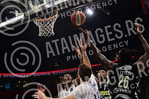 The match of Aba League between KK Partizan Mozzart Bet and KK Buducnost Voli.Utakmica Aba Lige izmedju KK Partizan Mozzart Bet i KK Buducnost Voli.