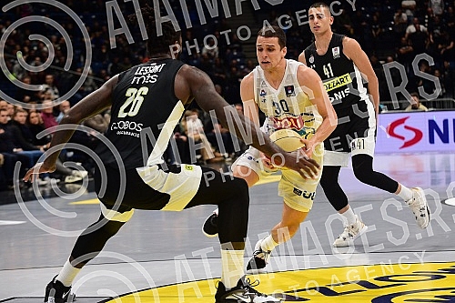 The match of Aba League between KK Partizan Mozzart Bet and KK Buducnost Voli.Utakmica Aba Lige izmedju KK Partizan Mozzart Bet i KK Buducnost Voli.