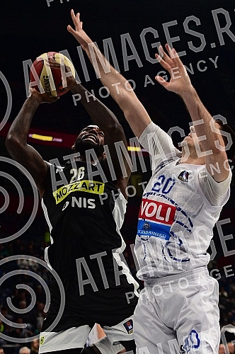 The match of Aba League between KK Partizan Mozzart Bet and KK Buducnost Voli.Utakmica Aba Lige izmedju KK Partizan Mozzart Bet i KK Buducnost Voli.