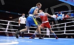 2021 Olympic Boxing World Championships - Stark Arena. Round 32, Light Welterweight (63.5kg), Mateo Komadina (Croatia) (RED) vs Denys Pesotskyy (Ukraine).Svetsko prvenstvo u olimpijskom boksu 2021 - Stark arena.