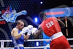 2021 Olympic Boxing World Championships - Stark Arena. Round 32, Men's Middle (75kg), Yoenlis Felician Hernandez Martinez (Cuba) (RED) vs Zharkynbek Turatov (Turkey).Svetsko prvenstvo u olimpijskom boksu 2021 - Stark arena.