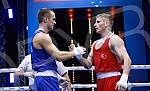 2021 Olympic Boxing World Championships - Stark Arena. Round 32, Light Heavyweight (80kg), Kaan Aykutsun(Turkey) (RED) vs Vladimir Mironchikov (Serbia).Svetsko prvenstvo u olimpijskom boksu 2021 - Stark arena.