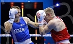 2021 Olympic Boxing World Championships - Stark Arena. Round 32, Light Heavyweight (80kg), Kaan Aykutsun(Turkey) (RED) vs Vladimir Mironchikov (Serbia).Svetsko prvenstvo u olimpijskom boksu 2021 - Stark arena.
