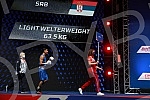2021 Olympic Boxing World Championships - Stark Arena. Round 32, Light Welterweight (63.5kg), Kerem Oezmen (Turkey) (RED) vs Pavel Fedorov (Serbia).Svetsko prvenstvo u olimpijskom boksu 2021 - Stark arena.