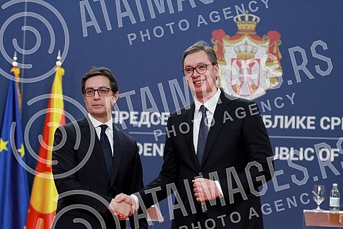 President of the Republic of Serbia Aleksandar Vucic meets with the President of the Republic of North Macedonia Stevo Pendarovski.Predsednik Republike Srbije Aleksandar Vucic sastao se sa predsednikom Republike Severna Makedonija Stevom Pendarovski