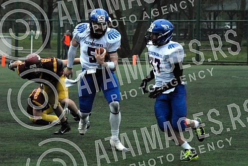 IFAF Liga sampiona americkog fudbala odigrana na Adi ciganliji izmedju SBB Vukova i Silverhawks iz Slovenije (Ljubljana/Slovenia).