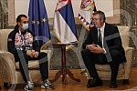 The President of the Republic of Serbia, Aleksandar Vucic, met with the winner of the bronze medal at the World Boxing Championship, Vladimir Mironcikov, and the delegation of the Boxing Association of Serbia. Predsednik Republike Srbije Aleksandar