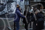 Activists Aida Corovic and Jelena Jacimovic Jachim threw eggs at a mural by Ratko Mladic, painted on the corner of Njegoseva and Aleksa Nenadovic.Aktivistkinje Aida Corovic i Jelena Jacimovic Jachim gadjale su jajima mural Ratka Mladica, koji je os