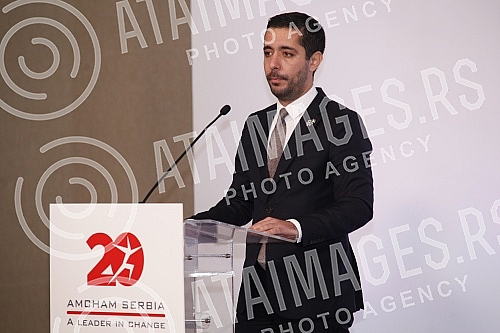 Minister of Construction, Transport and Infrastructure Tomislav Momirovic, US Ambassador Anthony Godfrey and AmCham President Zoran Petrovic spoke at the Hyatt Hotel at the business talks of the American Chamber of Commerce in Serbia (AmCham).U hot