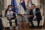The President of the Republic of Serbia, Aleksandar Vucic, met with the winner of the bronze medal at the World Boxing Championship, Vladimir Mironcikov, and the delegation of the Boxing Association of Serbia. Predsednik Republike Srbije Aleksandar