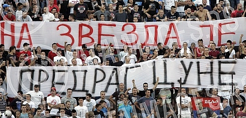 Match of the first round of Superleague Serbia between FK Crvena zvezda and FK Radnicki Nis played at stadium Rajko Mitic.Utakmica prvog kola Superlige Srbije izmedju FK Crvena zvezda i FK Radnicki Nis odigrana na stadionu Rajko Mitic. 