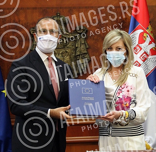 Minister for European integration Jadranka Joksimovic met with the head of the delegation of the European Union in Belgrade, Sem Fabrizi, and on that occasion Fabrizi presented her with the European commission's progress report on Serbia and the Eco