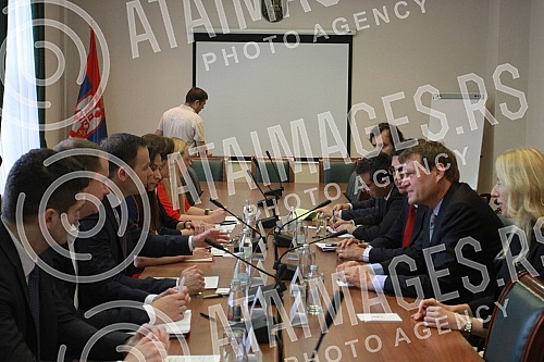 Meeting of Sinisa Mali, Minister of Finance and IMF Mission, James Rouf.Sastanak Sinise Malog, ministra finansija i misije MMF, James Rouf.