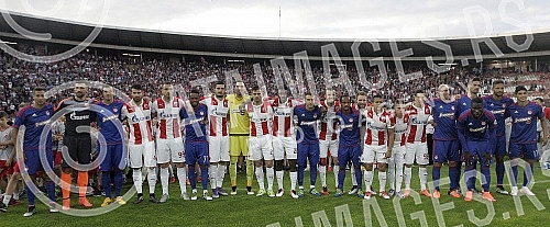 Friendly football match between FK Crvena Zvezda and Olympiacos Pireaus played at Rajko Mitic stadium. Prijateljska utakmica izmedju FK Crvena Zvezda i Olympiacos odigrana na stadionu Rajko Mitic.