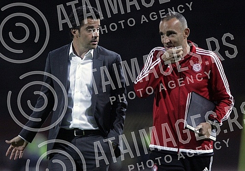 Friendly football match between FK Crvena Zvezda and Olympiacos Pireaus played at Rajko Mitic stadium. Prijateljska utakmica izmedju FK Crvena Zvezda i Olympiacos odigrana na stadionu Rajko Mitic.