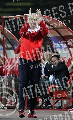 Friendly football match between FK Crvena Zvezda and Olympiacos Pireaus played at Rajko Mitic stadium. Prijateljska utakmica izmedju FK Crvena Zvezda i Olympiacos odigrana na stadionu Rajko Mitic.