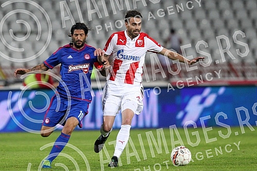 Friendly football match between FK Crvena Zvezda and Olympiacos Pireaus played at Rajko Mitic stadium. Prijateljska utakmica izmedju FK Crvena Zvezda i Olympiacos odigrana na stadionu Rajko Mitic.
