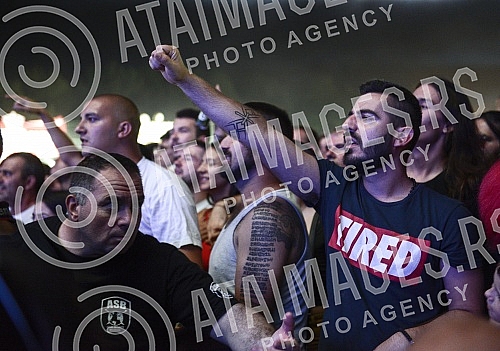 Concert of rock band Hladno pivo held on Beer fest.Koncet rok grupe Hladno pivo na Bir festu (Beer fest).