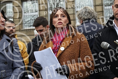 A press conference was held in front of the Special Department for Organized Crime and Corruption of the High Court The People's Party and the Free Serbia Movement on the occasion of filing criminal charges against the Prime Minister of Serbia Ana Br