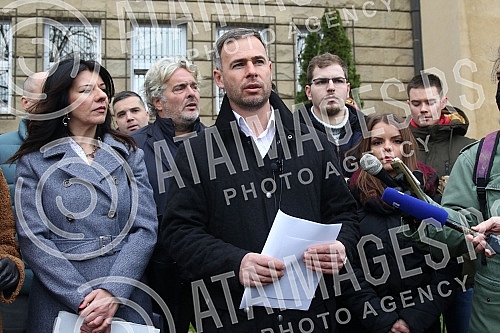 A press conference was held in front of the Special Department for Organized Crime and Corruption of the High Court The People's Party and the Free Serbia Movement on the occasion of filing criminal charges against the Prime Minister of Serbia Ana Br