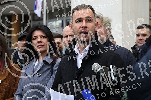 A press conference was held in front of the Special Department for Organized Crime and Corruption of the High Court The People's Party and the Free Serbia Movement on the occasion of filing criminal charges against the Prime Minister of Serbia Ana Br