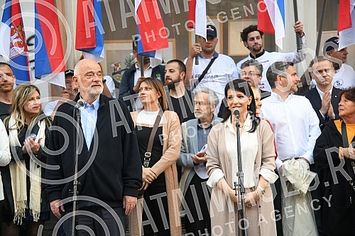 The Coalition United for the Victory of Serbia and Belgrade organized a parade with Knez Mihailov from the Palace of Albania to the City Library, where the citizens and the media were addressed by the entire people of the coalition.Koalicija Ujedin