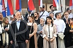 The Coalition United for the Victory of Serbia and Belgrade organized a parade with Knez Mihailov from the Palace of Albania to the City Library, where the citizens and the media were addressed by the entire people of the coalition.Koalicija Ujedin