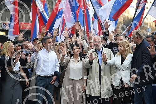 The Coalition United for the Victory of Serbia and Belgrade organized a parade with Knez Mihailov from the Palace of Albania to the City Library, where the citizens and the media were addressed by the entire people of the coalition.Koalicija Ujedin