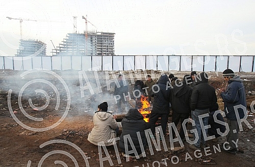 Abandoned hangar behind the bus and train station where the migrants from war-torn countries (Middle East) have found refuge on the road to European Union countries.Napusteni hangar iza autobuske i zelezniccke stanice na kome su migranti iz ratom za