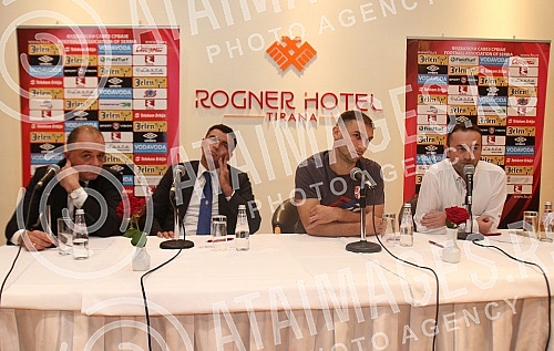 Konferencija za medije Radovana Curcica - selektora nacioalnog A tima odran u Tirani u hotelu Rogner pred utakmicu sa nacionalnim timom Albanije. 