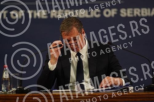 The President of the Republic of Serbia, Aleksandar Vucic, addressed the public after the consultations on the candidate for Prime Minister in the building of the General Secretariat of the President of the Republic, and on that occasion, President V