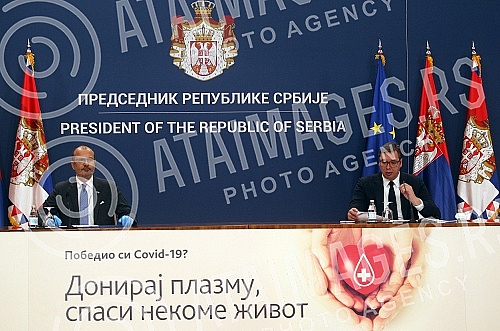 At the Palace of Serbia, President of Serbia Aleksandar Vucic met with ambassadors of EU member states in Serbia.U Palati Srbija predsednik Srbije Aleksandar Vucic sastao se sa ambasadorima zemalja clanica EU u Srbiji.