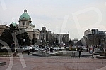 View from Nikola Pasic Square towards the buildings of the National Assembly and the Post of Serbia.Pogled sa Trga Nikole Pasica ka zgradama Narodne skupstine i Poste Srbije.