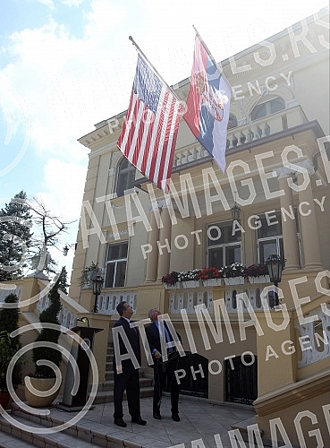 Minister of Foreign Affairs of Serbia Ivica Dacic and Kyle Randolph Scott - US ambassador have highlighted the Serbian flag at the residence. This marked the 100th anniversary of the Serbian flag being highlighted as the first flag of a foreign count