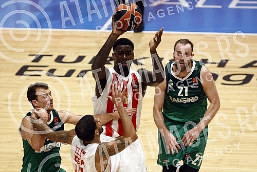 Basketball Euroleague match between KK Crvena zvezda and Zalgiris Kaunas held in Aleksandar Petrovic sports hall.Kosarkaska utakmica Evrolige izmedju KK Crvena zvezda i KK Zalgiris Kaunas odigrana u sali Aleksandar Petrovic.