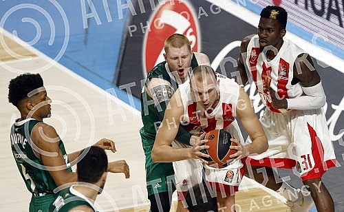 Basketball Euroleague match between KK Crvena zvezda and Zalgiris Kaunas held in Aleksandar Petrovic sports hall.Kosarkaska utakmica Evrolige izmedju KK Crvena zvezda i KK Zalgiris Kaunas odigrana u sali Aleksandar Petrovic.