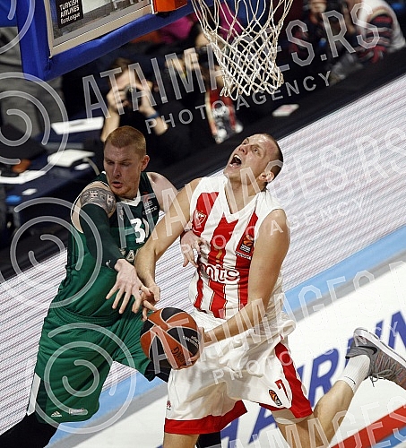 Basketball Euroleague match between KK Crvena zvezda and Zalgiris Kaunas held in Aleksandar Petrovic sports hall.Kosarkaska utakmica Evrolige izmedju KK Crvena zvezda i KK Zalgiris Kaunas odigrana u sali Aleksandar Petrovic.