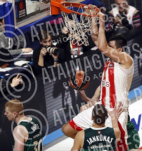 Basketball Euroleague match between KK Crvena zvezda and Zalgiris Kaunas held in Aleksandar Petrovic sports hall.Kosarkaska utakmica Evrolige izmedju KK Crvena zvezda i KK Zalgiris Kaunas odigrana u sali Aleksandar Petrovic.