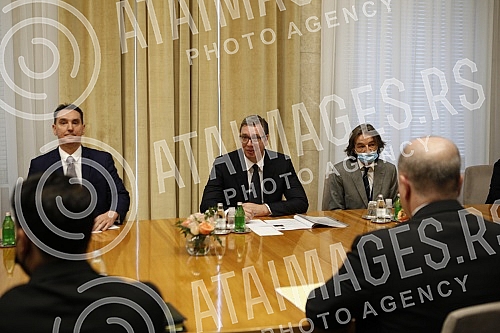 Bilateral meeting between the President of the Republic of Serbia, Aleksandar Vucic, and the Prime Minister of the People's Democratic Republic of Algeria, Aymen Benabderrahmane.Bileteralni sastanak predsednika Republike Srbije Aleksandra Vucica i 