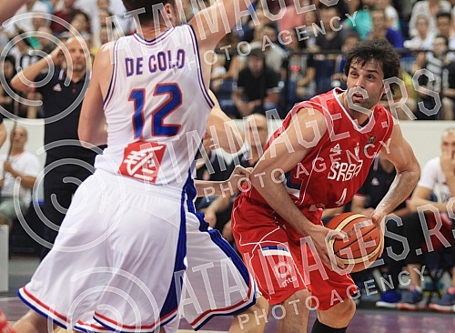 Friendly basketball match between Serbia and France. Prijateljska kosarkaska utakmica izmedju nacionalnih timova Srbije i Francuske.