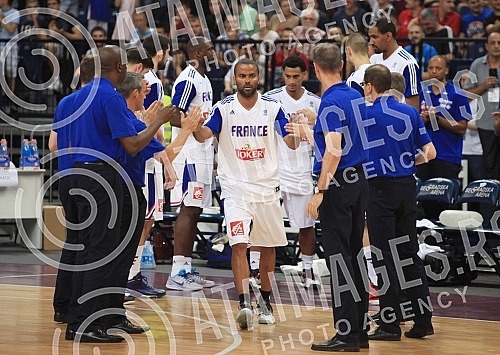 Friendly basketball match between Serbia and France. Prijateljska kosarkaska utakmica izmedju nacionalnih timova Srbije i Francuske.