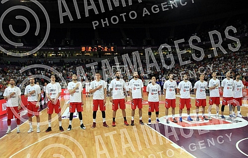 Friendly basketball match between Serbia and France. Prijateljska kosarkaska utakmica izmedju nacionalnih timova Srbije i Francuske.