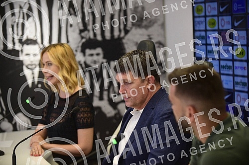 Gordan Petric, coach of FC Partizan and Igor Vujacic, player, held a press conference on the occasion of the upcoming Conference League playoff match against FC Hamrun SpartansGordan Petric, trener FK Partizan i Igor Vujacic, igrac, odrzali su konf