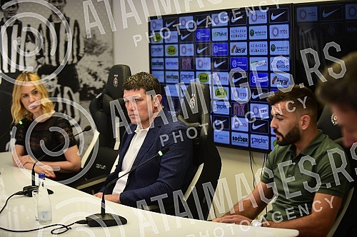 Gordan Petric, coach of FC Partizan and Igor Vujacic, player, held a press conference on the occasion of the upcoming Conference League playoff match against FC Hamrun SpartansGordan Petric, trener FK Partizan i Igor Vujacic, igrac, odrzali su konf