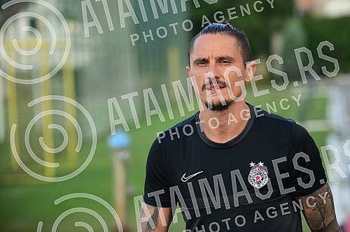 Training of Partizan football players before tomorrow's Conference League playoff match against FK Hamrun Spartans.Trening fudbalera Partizana pred sutrasnjii meca plej-ofa Lige Konferencije protiv FK Hamrun Spartans.