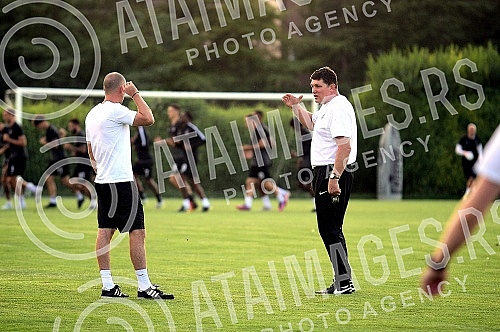 Training of Partizan football players before tomorrow's Conference League playoff match against FK Hamrun Spartans.Trening fudbalera Partizana pred sutrasnjii meca plej-ofa Lige Konferencije protiv FK Hamrun Spartans.