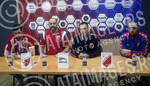 The match of Arkus handball league between RK Crvena zvezda Grundfos and RK Vojvodina.Utakmica Arkus lige za rukometase izmedju RK Crvena zvezda Grundfos i RK Vojvodina.