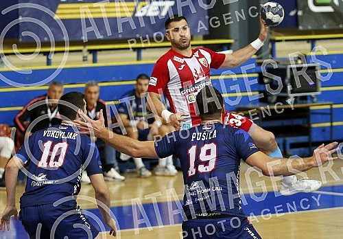 The match of Arkus handball league between RK Crvena zvezda Grundfos and RK Vojvodina.Utakmica Arkus lige za rukometase izmedju RK Crvena zvezda Grundfos i RK Vojvodina.